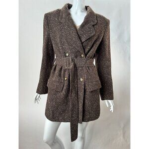 A.B.S. USA Womens Brown Belted Wool-Blend Jacket Size 8